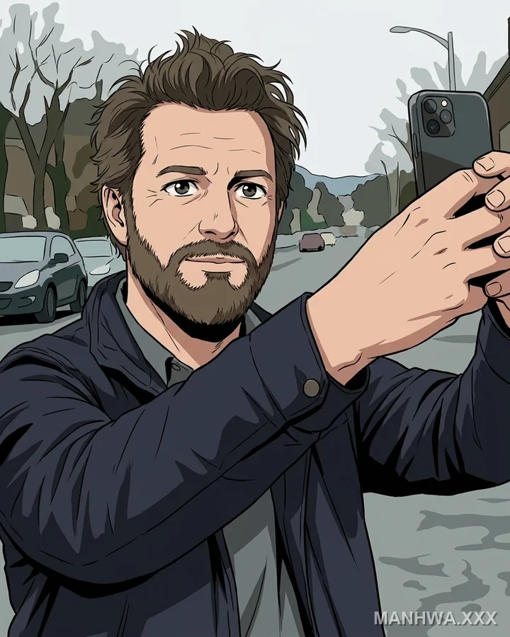 A flat, evenly lit selfie redrawn in anime style